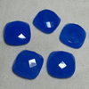 18x18 mm So Gorgeous COBALT Blue Chalcedony - Checker Cut Cushion Shape Cabochon - 5 pcs